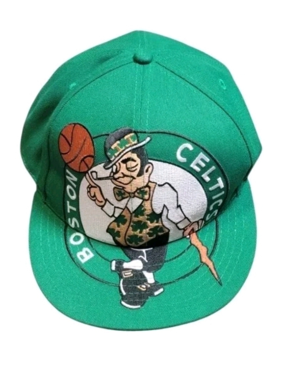VINTAGE! MITCHELL & NESS Boston Celtics Big Logo Green Adjustable Snapback Hat